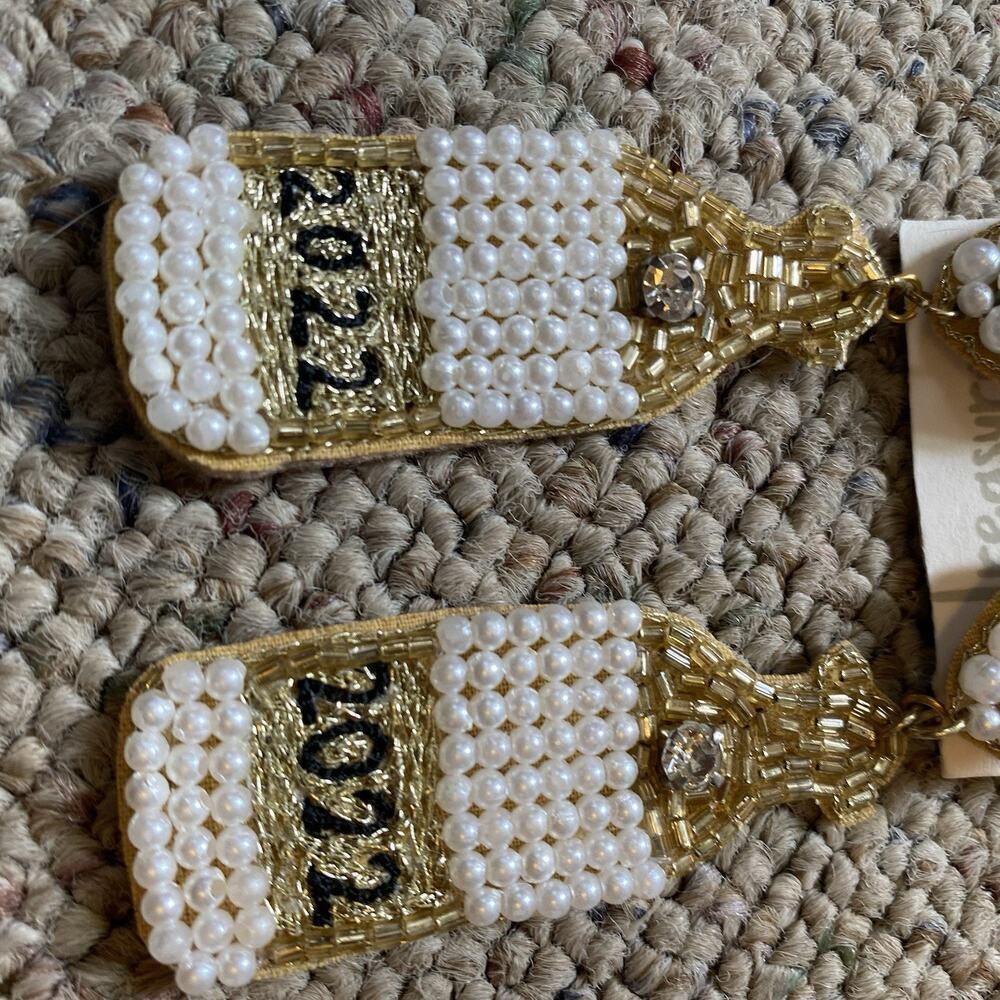 Ireasure Earrings India Made Artsy Boho Faux Pearls Sequin Rhinestone White Gold - Picture 3 of 5